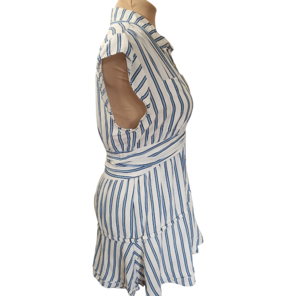 DEREK LAM 10 Crosby Striped Twist Waist Shirt Dress - Size 18 - Picture 7 of 14